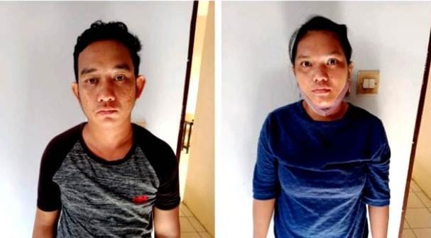 PASUTRI DIAMANKAN: Pasangan suaminostri berinisial HR (39) dan BW (25) ditangkap Satreskrim Polsek Teweh Tengah, karena diduga mencuri dompet milik Jekky Ade Murniawan (23), Kamis (3/6) malam.POLSEK TEWEH TENGAH UNTUK KALTENG POS