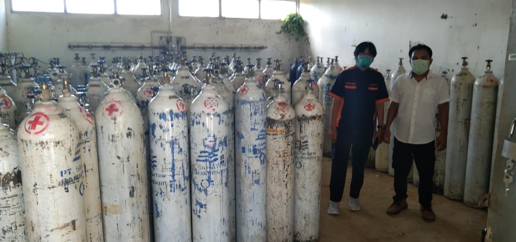 TABUNG OKSIGEN: Ruangan tempat penyimpanan tabung oksigen yang berada di RSUD dr H Soemarno Sosroatmodjo Kapuas.