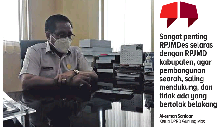 Ketua Dewan Perwakilan Rakyat Daerah (DPRD) Kabupaten Gunung Mas (Gumas) Akerman Sahidar