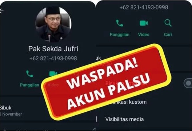 Akun WhatsApp Pj Sekda Dibajak, Waspada!