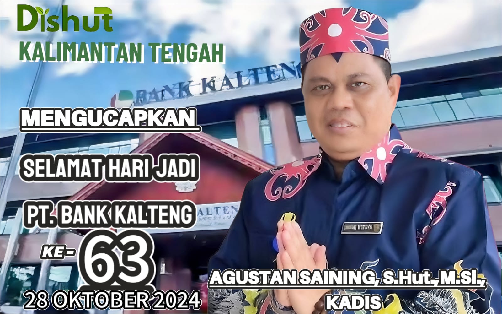 Kadishut Kalteng Sampaikan Ucapan Selamat HUT ke-63 PT Bank Kalteng