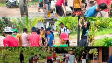 Kerja bakti warga di wilayah Kelurahan Langkai