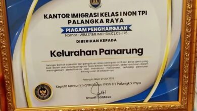 Kelurahan Panarung Terima Penghargaan dari Kantor Imigrasi Kelas I Non TPI Palangka Raya