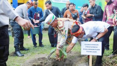 Gubernur Kalteng, H. Agustiar Sabran melakukan penanaman pohon di lingkungan SMA Negeri 1 Tamiang Layang