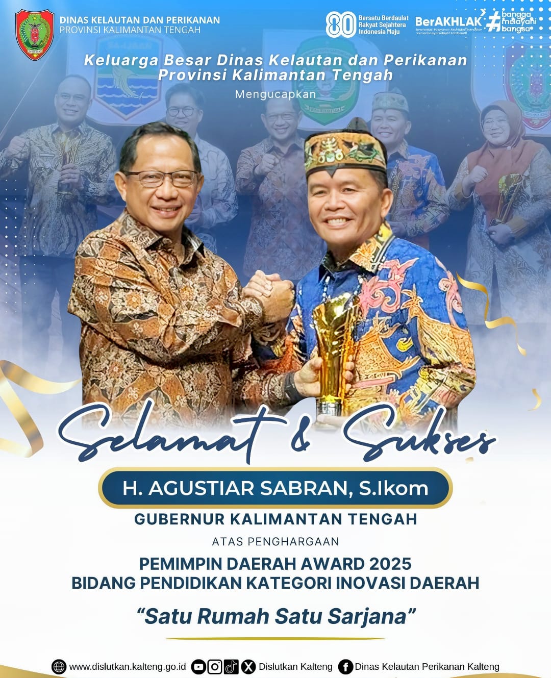 Kepala Dislutkan Kalteng Apresiasi Prestasi Nasional Gubernur Agustiar Sabran