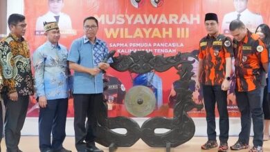 Wakil Ketua DPRD Kalteng, Junaidi saat menghadiri pembukaan Muswil III Sapma Pemuda Pancasila, Sabtu (13/9/2025).