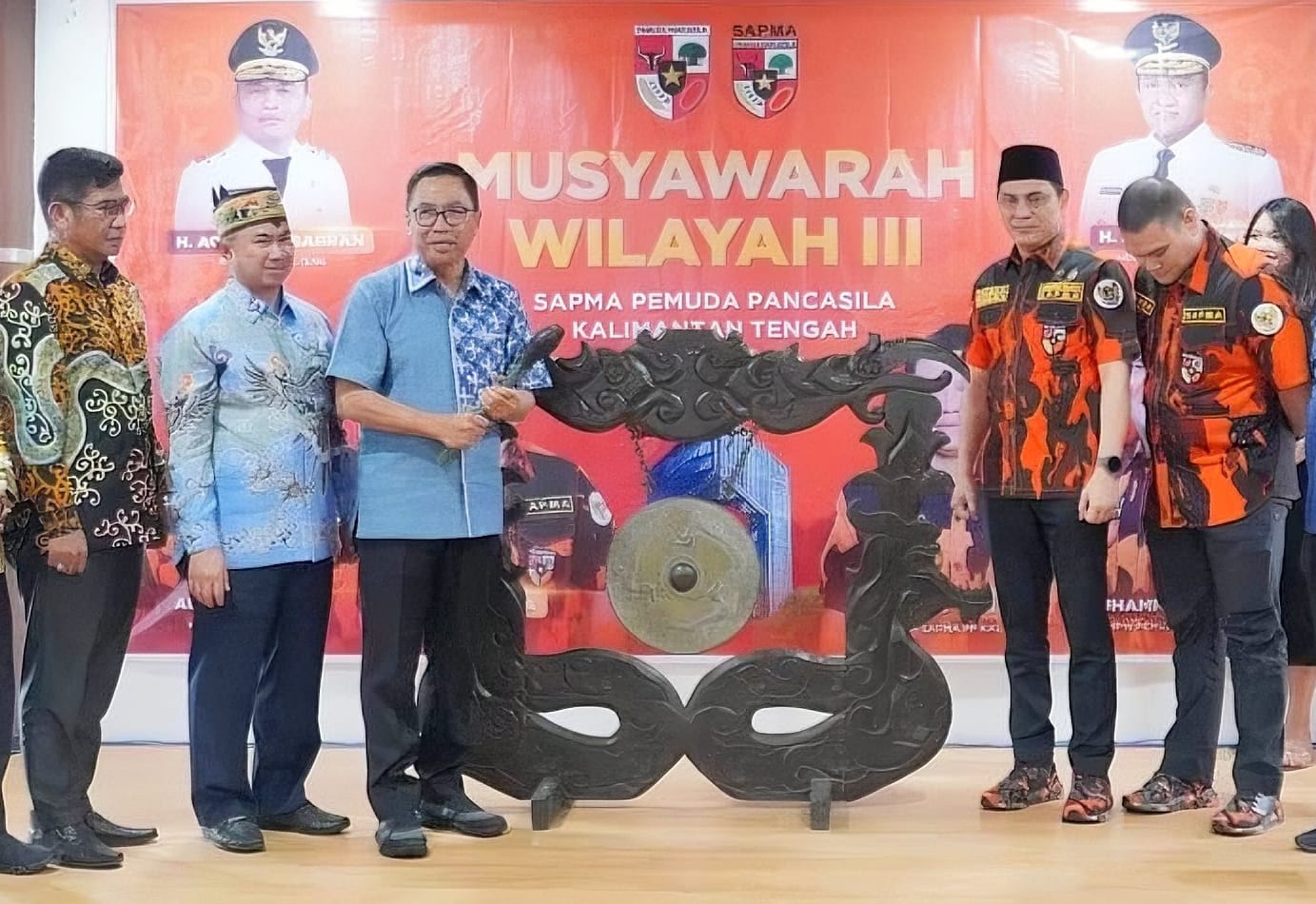 Wakil Ketua DPRD Kalteng, Junaidi saat menghadiri pembukaan Muswil III Sapma Pemuda Pancasila, Sabtu (13/9/2025).