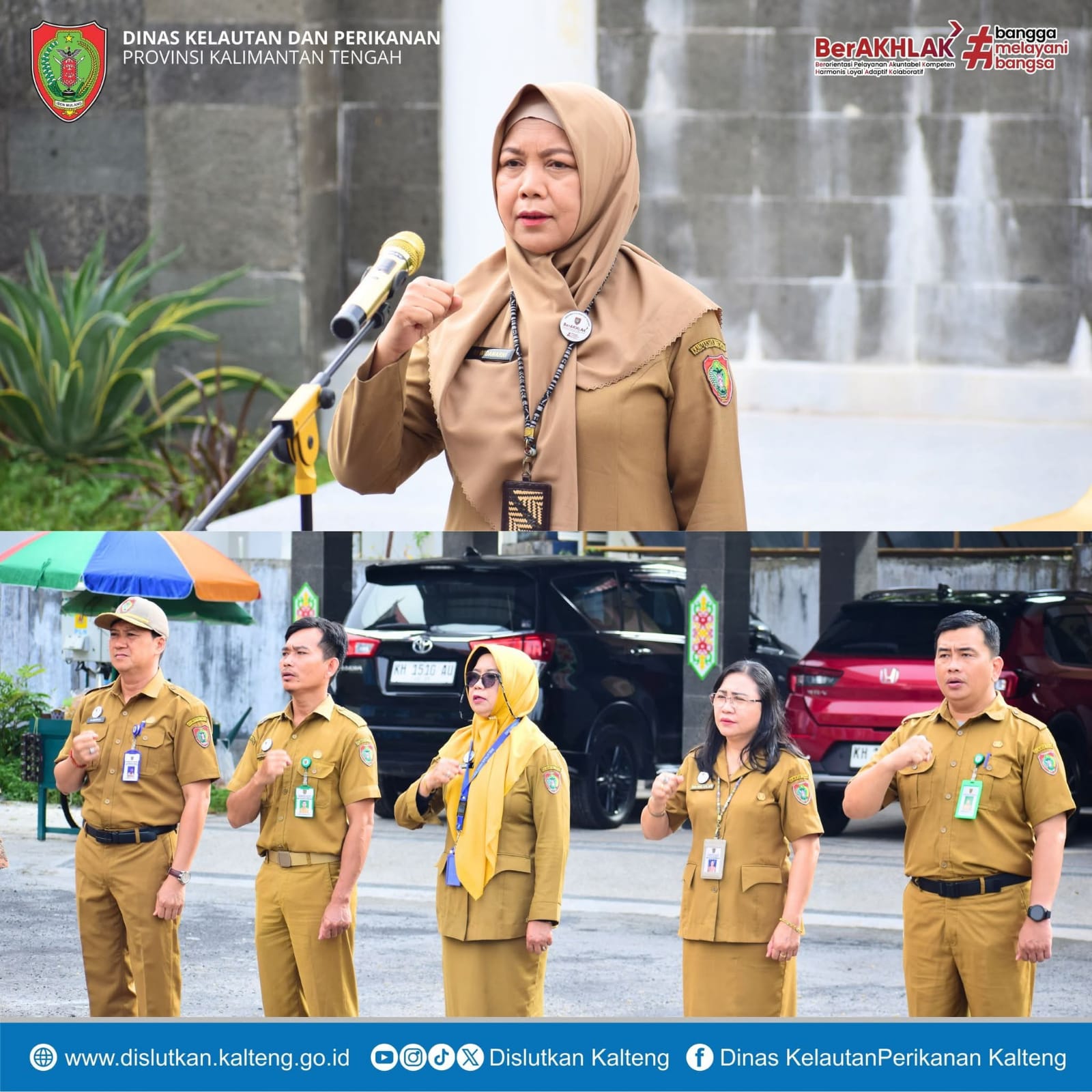 Kepala Dislutkan Kalteng, Sri Widanarni, S.I.P., M.Si saat memberikan arahan dalam apel Senin.