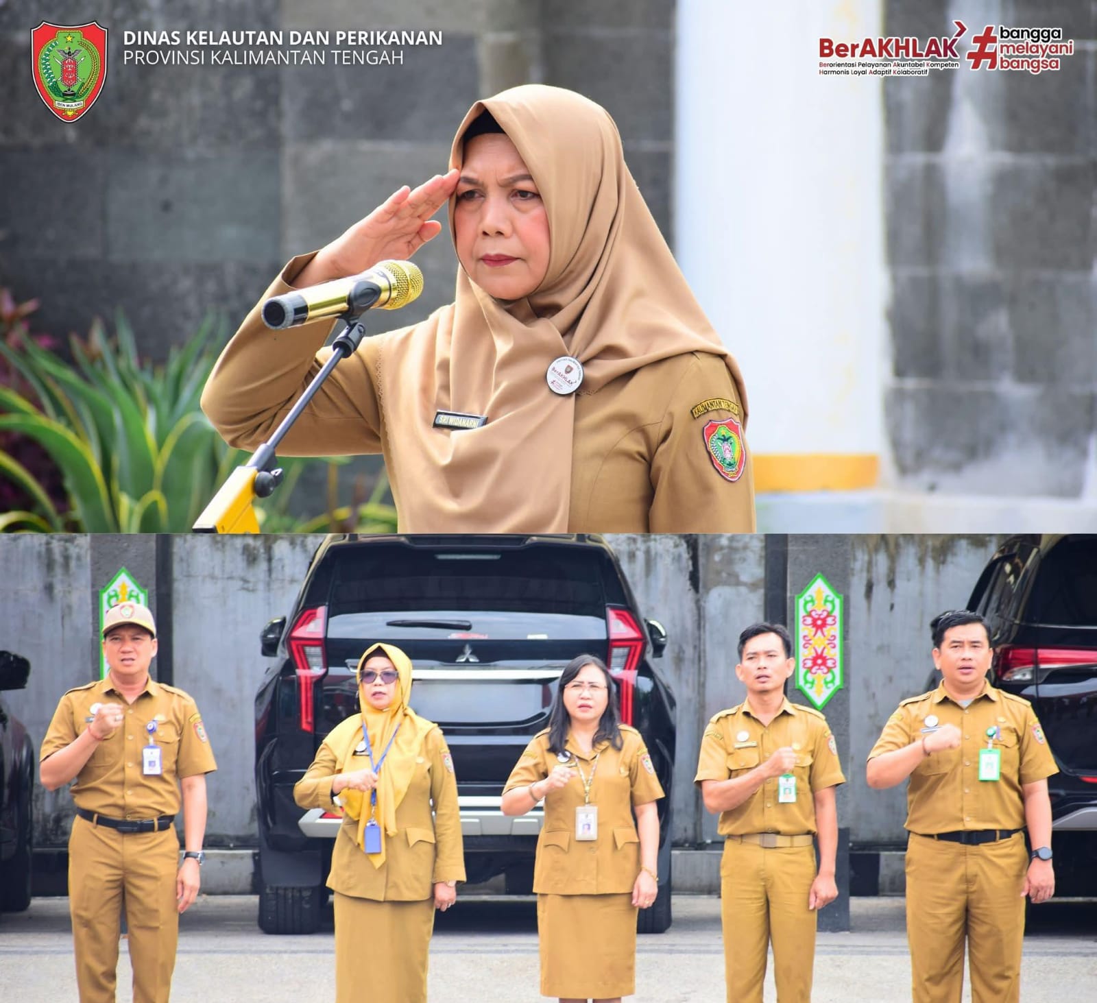 Kadislutkan Kalteng, Sri Widanarni, S.I.P., M.Si., memimpin apel rutin yang di gelar