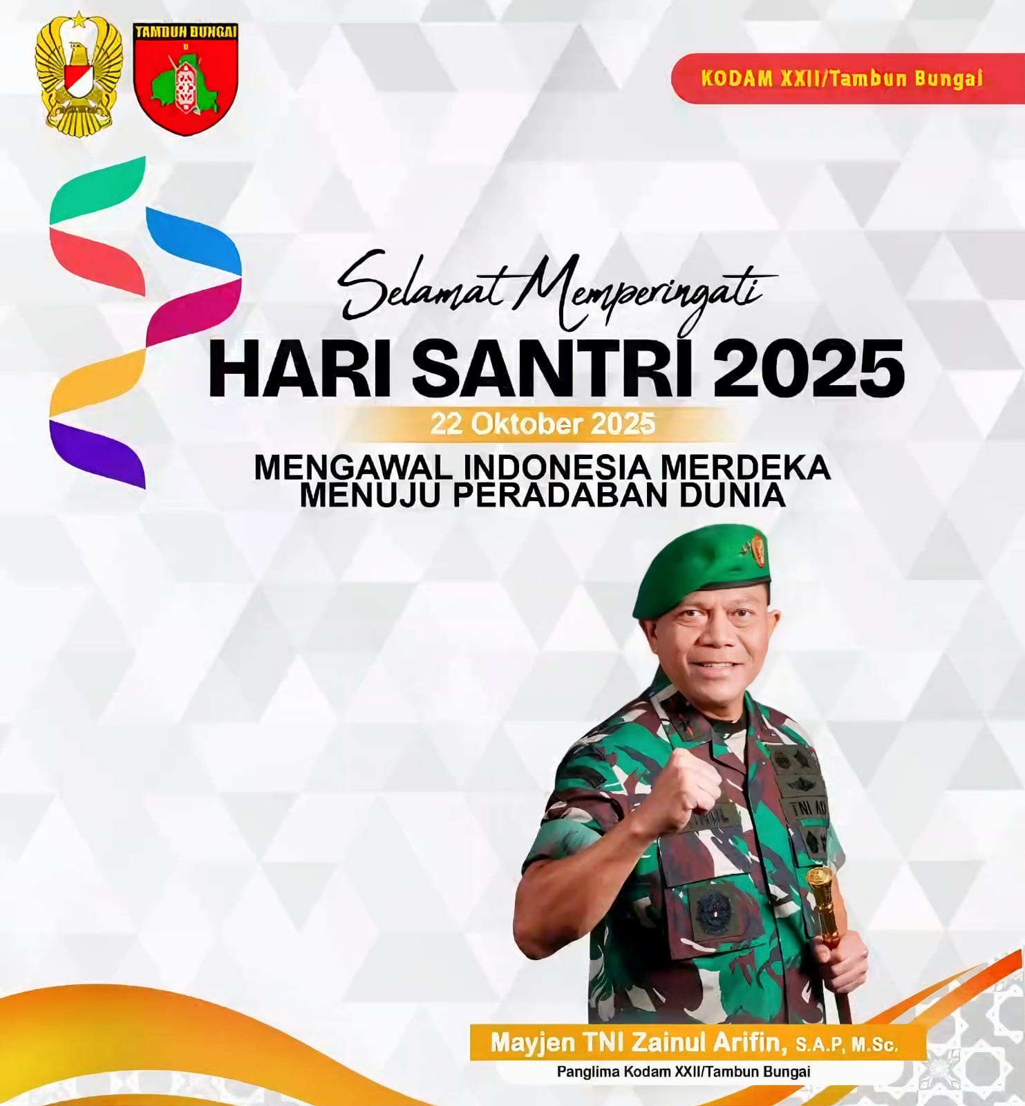 Hari Santri Nasional, Pangdam XXII Ajak Santri Jadi Garda Ketahanan Ideologi