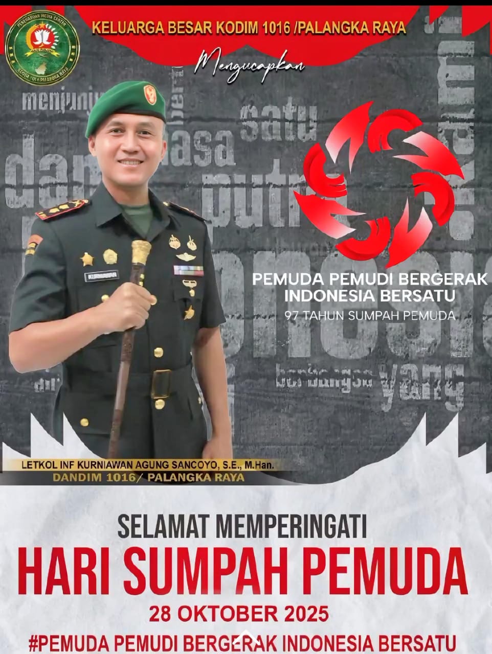 Dandim 1016/Palangka Raya, Letkol Inf Kurniawan Agung Sancoyo, S.E., M.Han