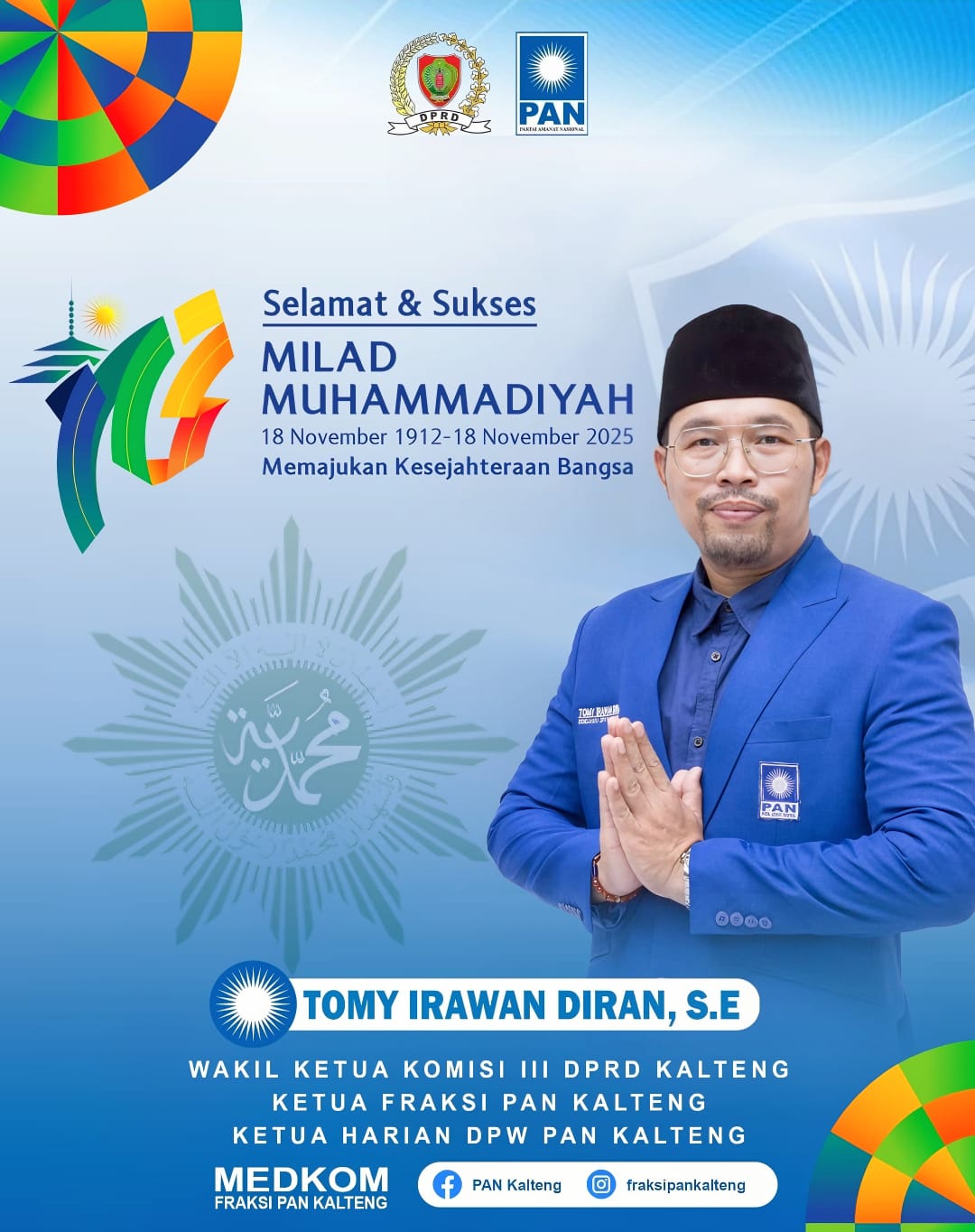 Tomy Irawan Diran Ajak Perkuat Peran dalam Membangun Bangsa di Milad Muhammadiyah ke-113