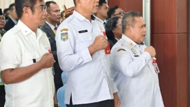 Kadis PUPR Kalteng, Prof. Dr. Ir. Juni Gultom, ST., MTP saat menghadiri penutupan PKA dan PKP 2025, di Aula Jayang Tingang, Kantor Gubernur Kalteng