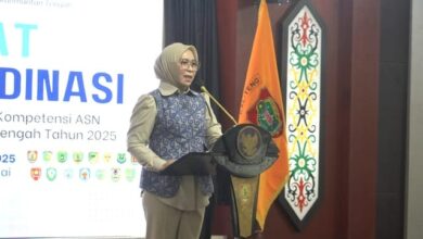 Kepala BPSDM Kalteng selaku Ketua Panitia, Nunu Andriani, saat menyampaikan sambutan di Aula Jayang Tingang