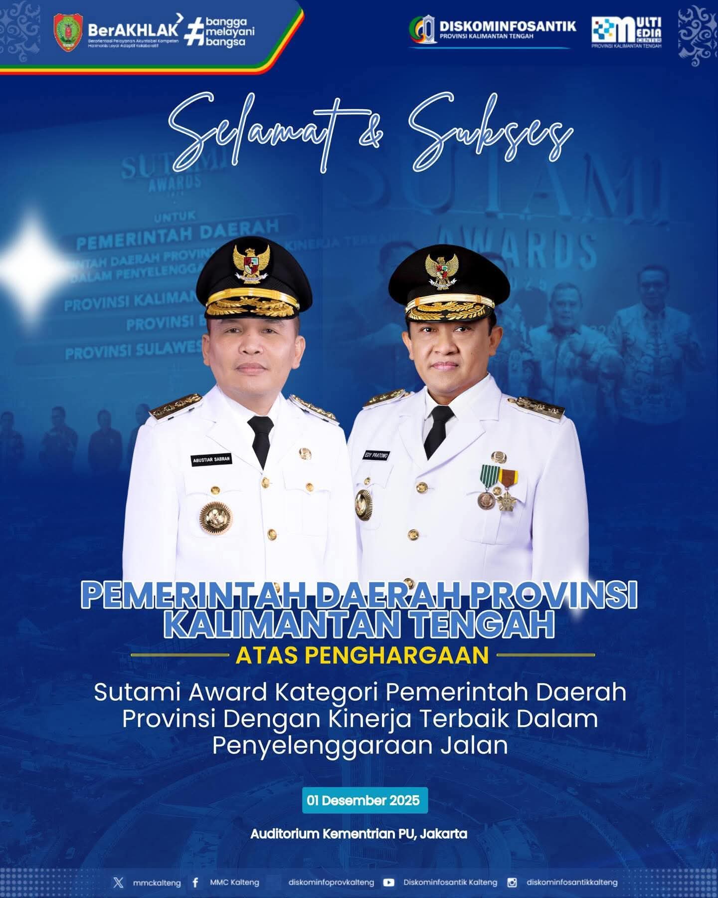 Kadislutkan Kalteng Sri Widanarni Apresiasi Penghargaan Sutami Awards 2025
