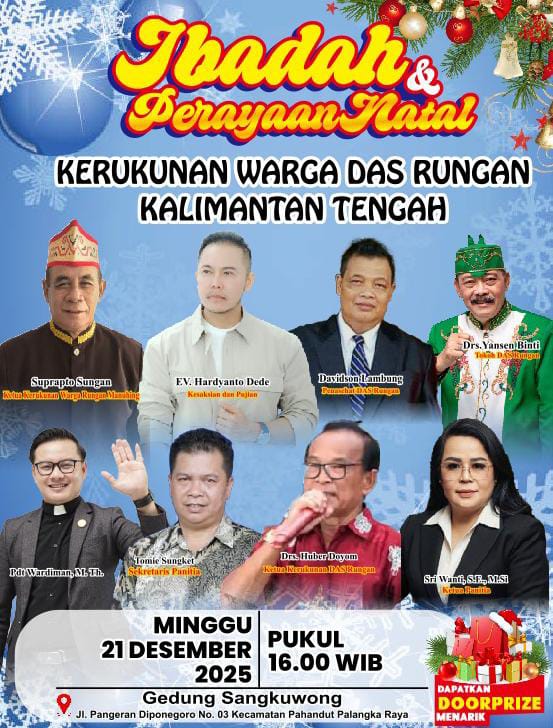 Kerukunan Daerah Aliran Sungai (DAS) Rungan Kalimantan Tengah menggelar Ibadah dan Perayaan Natal Perdana di Kota Palangka Raya