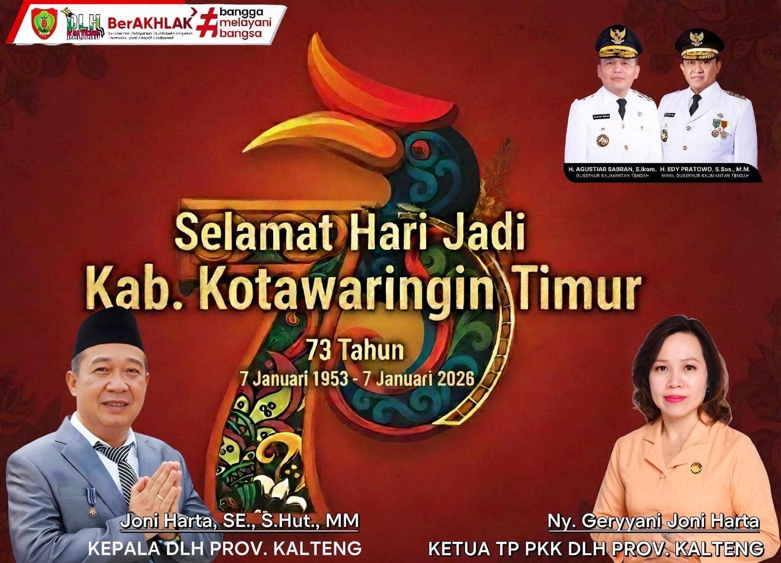 Kepala DLH Kalteng Ucapkan Selamat Hari Jadi ke-73 Kabupaten Kotawaringin Timur