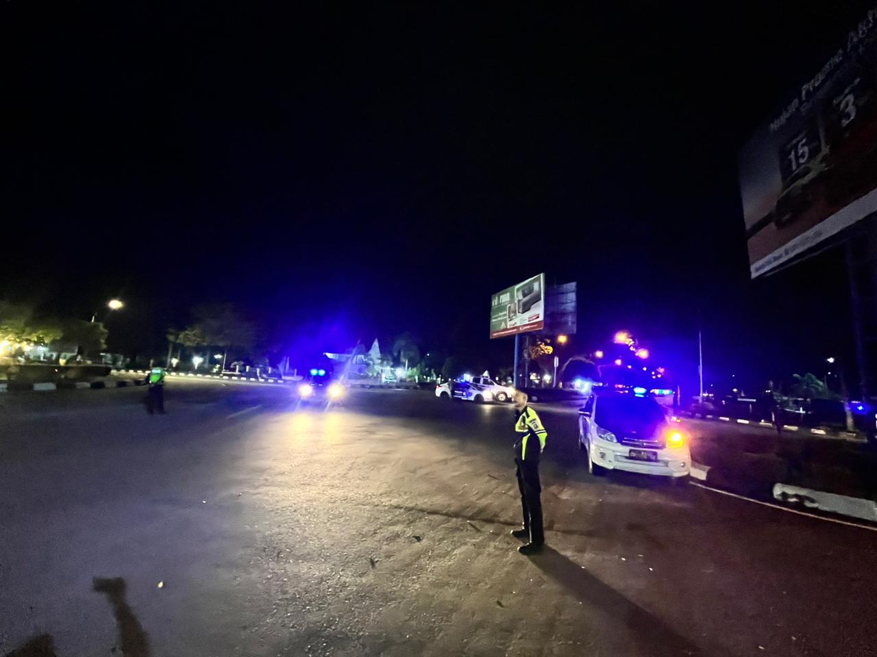 Personel Satlantas Polresta Palangka Raya ketika melakukan patroli ke sejumlah titik rawan di Kota Palangka Raya