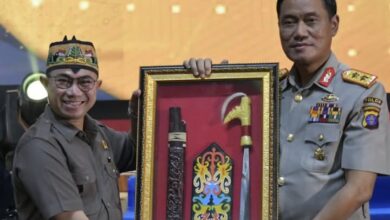 Wakil Ketua DPRD Kalteng, Junaidi, saat menghadiri acara kenal pamit Wakapolda Kalteng di Gedung Graha Bhayangkara Polda Kalteng