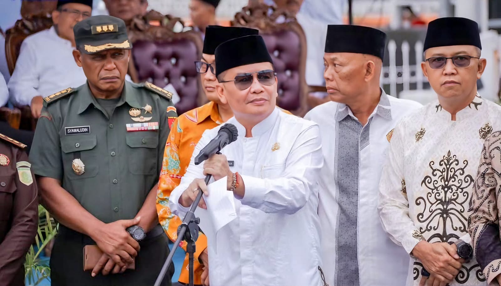 Ketua PWNU Prov. Kalteng, Dr. H. Muhamad Wahyudie F Dirun, SP., MM saat menghadiri sekaligus mengikuti pelepasan Pawai Tarhib Ramadhan 1447 Hijriah