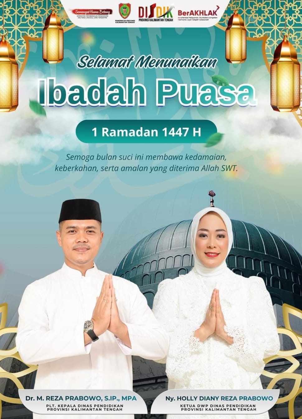 Plt. Kadisdik Prov. Kalteng, M. Reza Prabowo beserta istri.