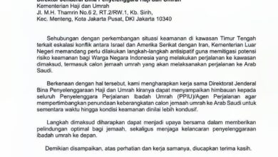 Surat permohonan penundaan keberangkatan jemaah umrah untuk sementara waktu