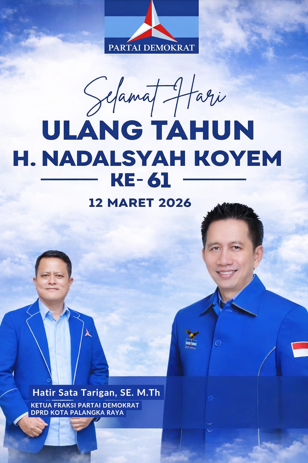 Ketua Fraksi Partai Demokrat DPRD Kota Palangka Raya Hatir Sata Tarigan.