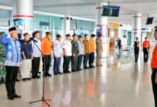 Apel Pembukaan Posko Monitoring Angkutan Udara di Bandara Tjilik Riwut Palangka Raya.