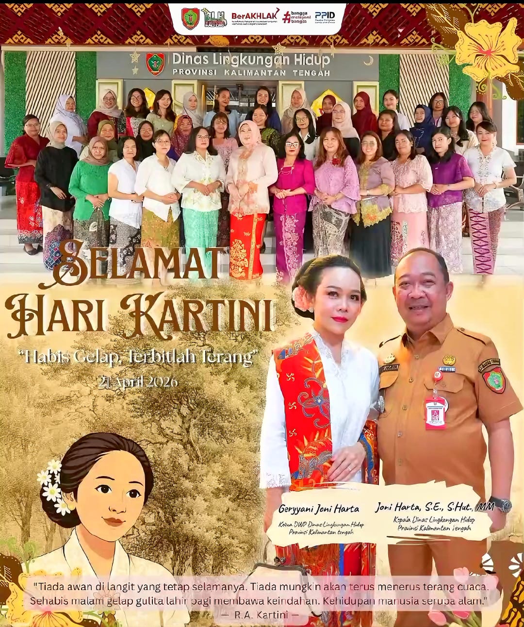Ucapan selamat Hari Kartini dari jajaran DLH Prov. Kalteng dan DWP DLH Prov. Kalteng