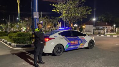 Personel Satlantas Polresta Palangka Raya saay melaksanakan patroli rutin