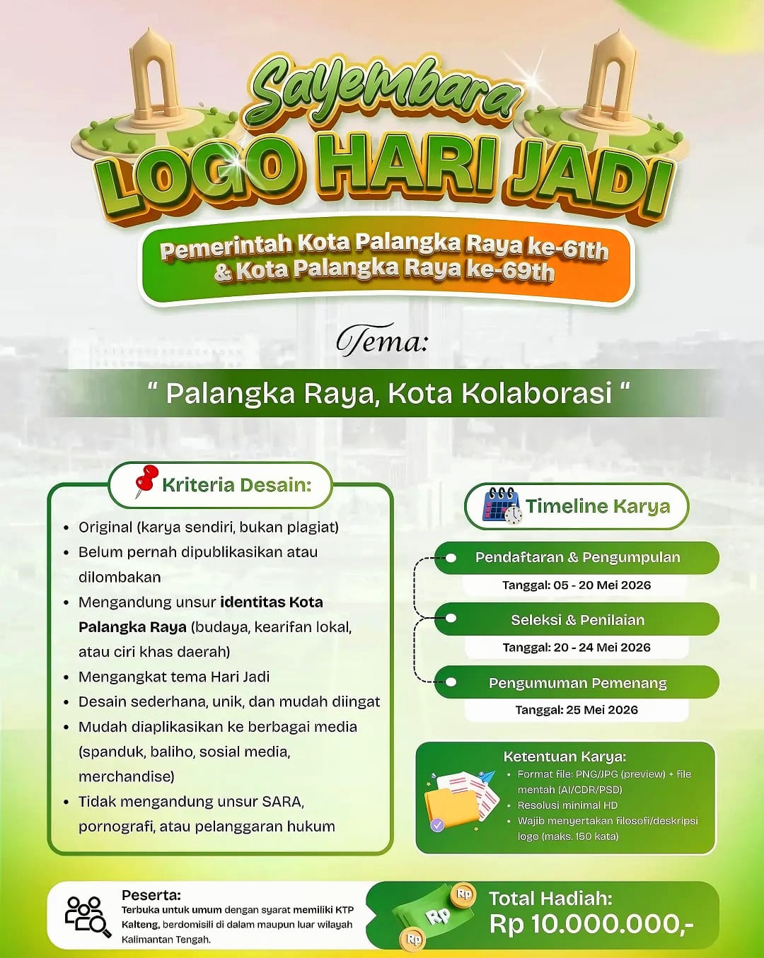 Sayembara desain logo dalam rangka memperingati Hari Jadi Pemerintah Kota Palangka Raya ke-61