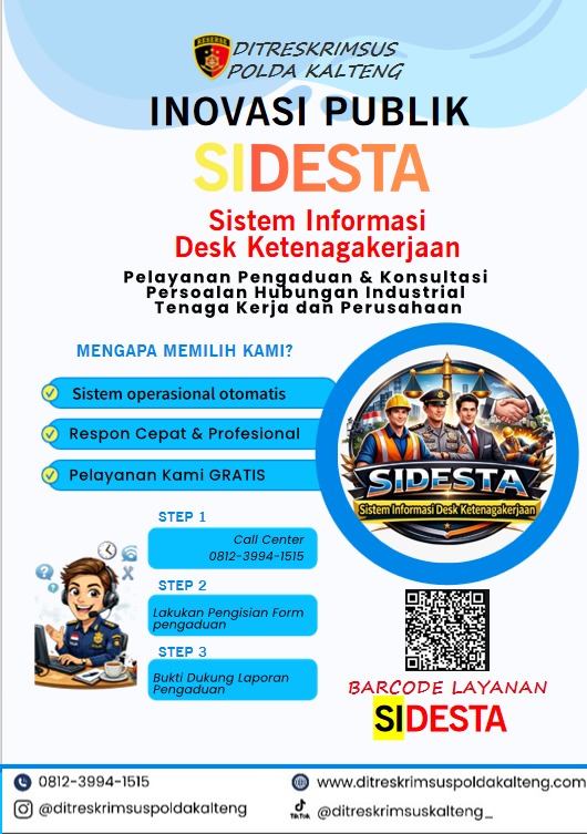 Aplikasi bernama SIDESTA atau Sistem Informasi Desk Ketenagakerjaan.