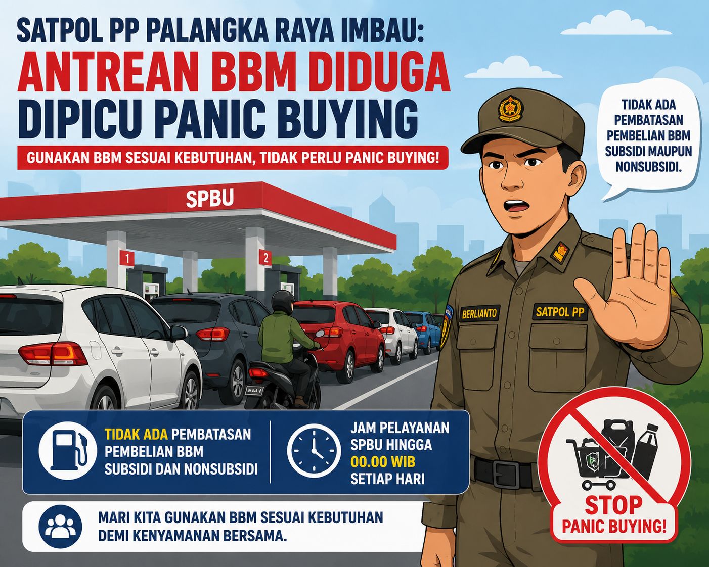 Satpol PP Palangka Raya Imbau Warga Tak Panic Buying BBM