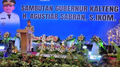 Gubernur Kalteng, H. Agustiar Sabran saat menyampaikan sambutan dalam acara, Perayaan Syukur 25 Tahun Tahbisan Uskup yang digelar di Swiss-Belhotel Danum Palangka Raya