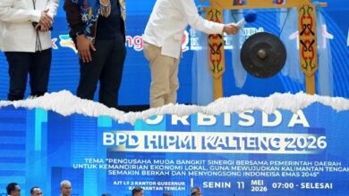 ‎Gubernur Kalteng, H. Agustiar Sabran saat membuka kegiatan Forum Bisnis Daerah (Forbisda) BPD HIPMI Provinsi Kalimantan Tengah Tahun 2026 yang digelar di Aula Jayang Tingang