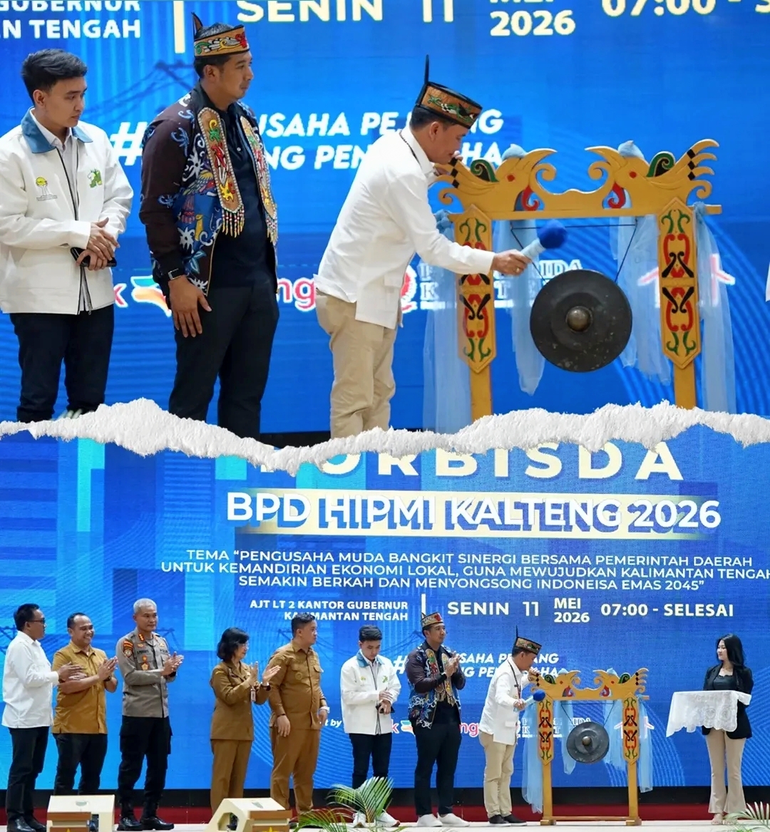 ‎Gubernur Kalteng, H. Agustiar Sabran saat membuka kegiatan Forum Bisnis Daerah (Forbisda) BPD HIPMI Provinsi Kalimantan Tengah Tahun 2026 yang digelar di Aula Jayang Tingang