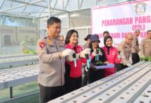 Kapolda Kalteng, Iwan Kurniawan, bersama Ketua Bhayangkari Kalteng, Maya Iwan meresmikan fasilitas pertanian modern