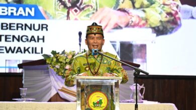Gubernur Kalteng, H. Agustiar Sabran saat menyampaikan sambutan dalam kegiatan Konser Akbar Kontingen Pesta Paduan Suara Gerejawi (Pesparawi) Provinsi Kalimantan Tengah