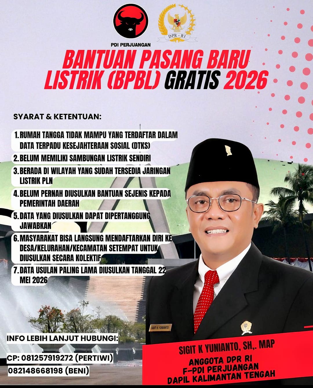 Program Bantuan Pasang Baru Listrik (BPBL) Tahun 2026 bagi masyarakat kurang mampu di seluruh wilayah Kalimantan Tengah