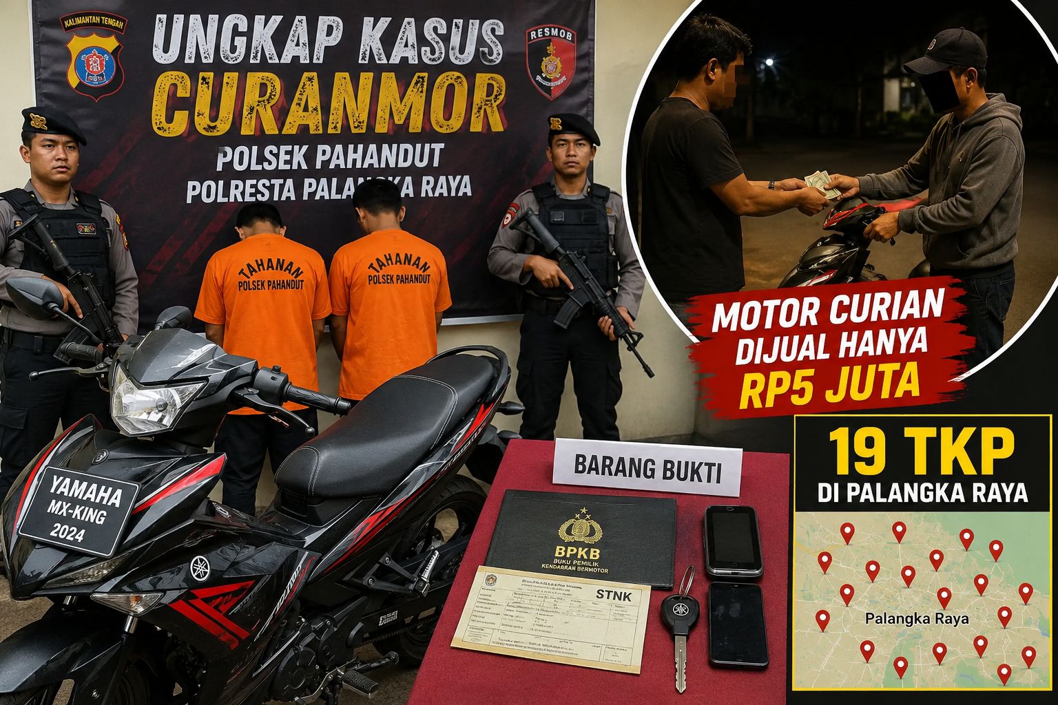 Komplotan Curanmor di Palangka Raya Raup Untung Cepat