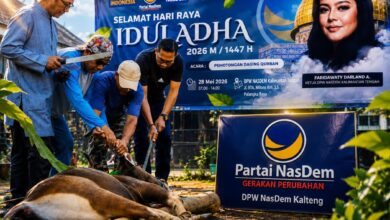Suasana kegiatan pemotongan hewan kurban di kantor DWP Partai NasDem Kalteng