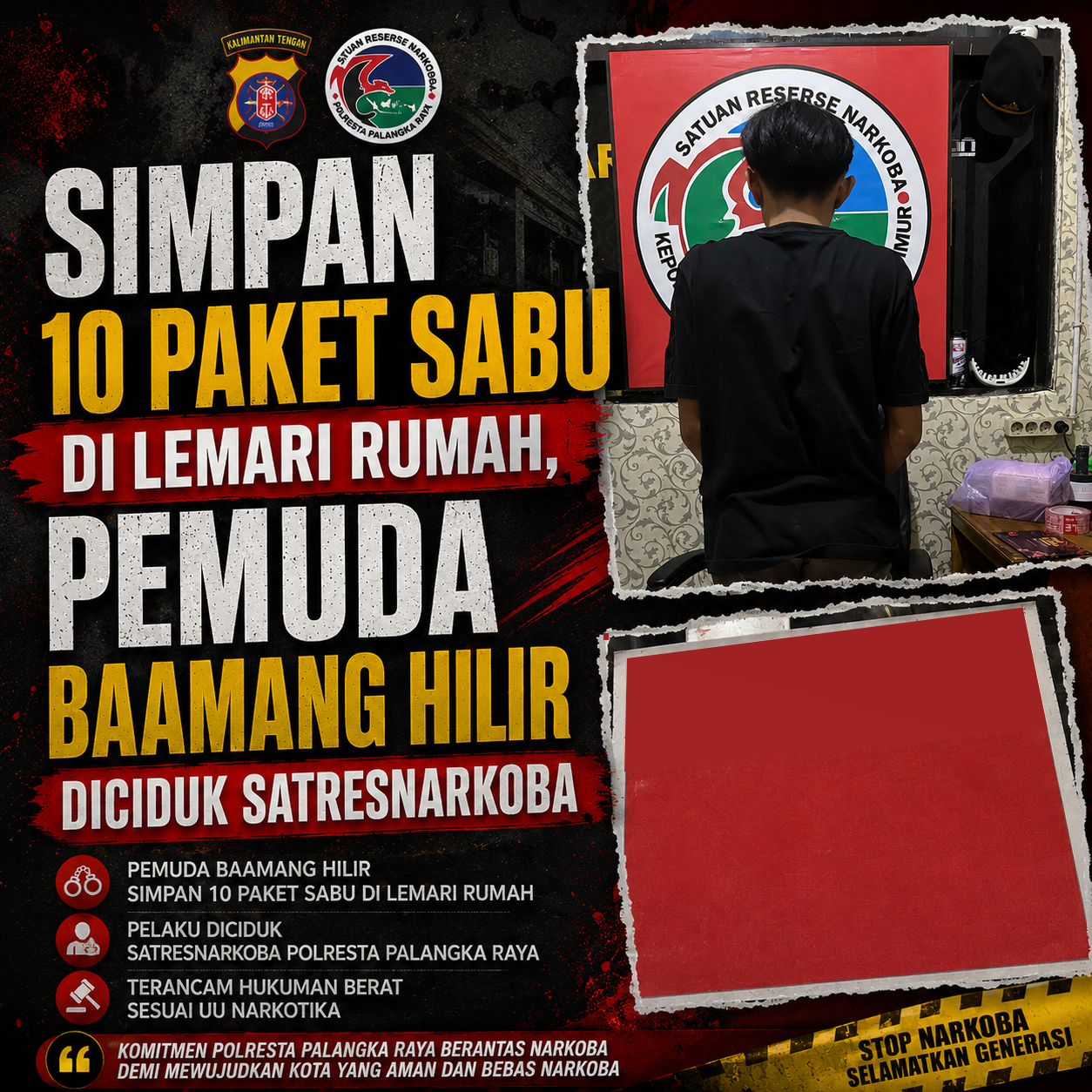 Tersangka DM (22) dan barang bukti