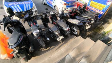 Sembilan kendaraan yang berhasil diamankan petugas kepolisian