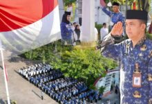 ‎Suasana upacara peringatan Hari Lahir Pancasila keluarga besar Dinas Pendidikan Provinsi Kalimantan Tengah