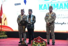 Gubernur Kalteng, H. Agustiar Sabran saat membacakan sambutan dalam acara peringatan Hari Ulang Tahun (HUT) ke-16 GERDAYAK Indonesia yang digelar di Hotel Bahalap Palangka Raya