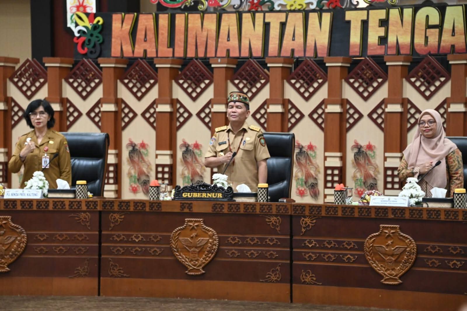 Gubernur Kalteng, H. Agustiar Sabran saat menghadiri kegiatan koordinasi dan evaluasi pelaksanaan Strategi Nasional Pencegahan Korupsi (Stranas PK) yang berlangsung di Aula Jayang Tingang