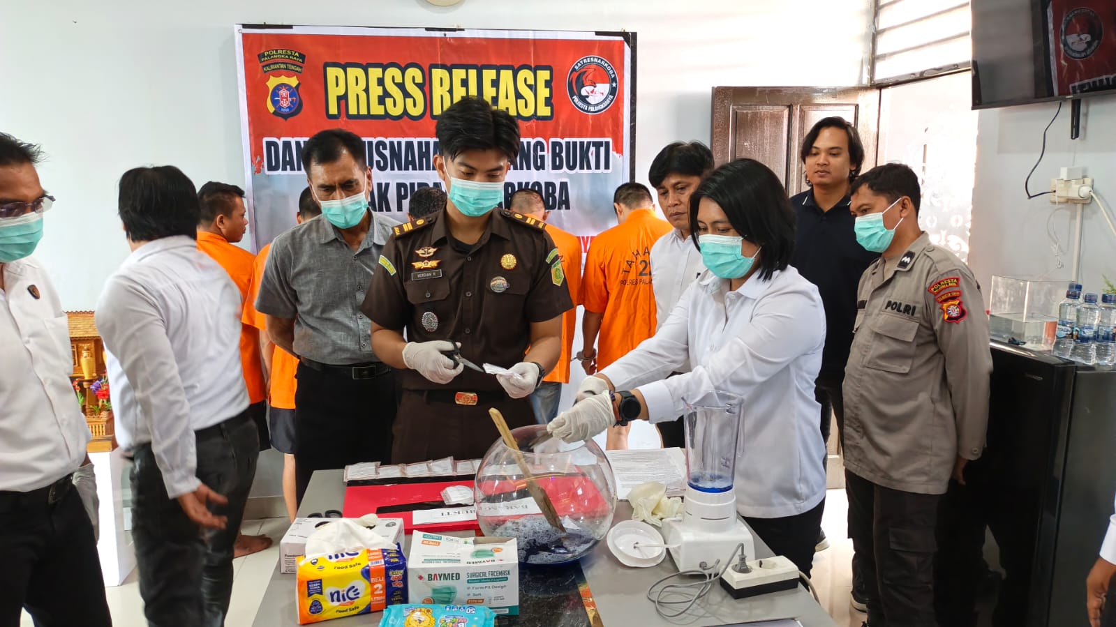 Pemusnahan barang bukti narkotika yang digelar Satresnarkoba Polresta Palangka Raya
