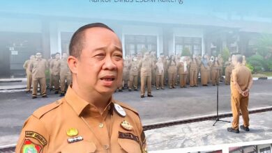 Suasana apel pagi di kantor Dinas ESDM Provinsi Kalteng