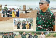 Pangdam XXII/TB, Mayor Jenderal TNI Zainul Arifin saat melakukan peninjauan langsung ke lokasi pembangunan di kawasan perkantoran Pemerintah Provinsi Kalimantan Selatan, Banjarbaru