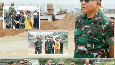 Pangdam XXII/TB, Mayor Jenderal TNI Zainul Arifin saat melakukan peninjauan langsung ke lokasi pembangunan di kawasan perkantoran Pemerintah Provinsi Kalimantan Selatan, Banjarbaru